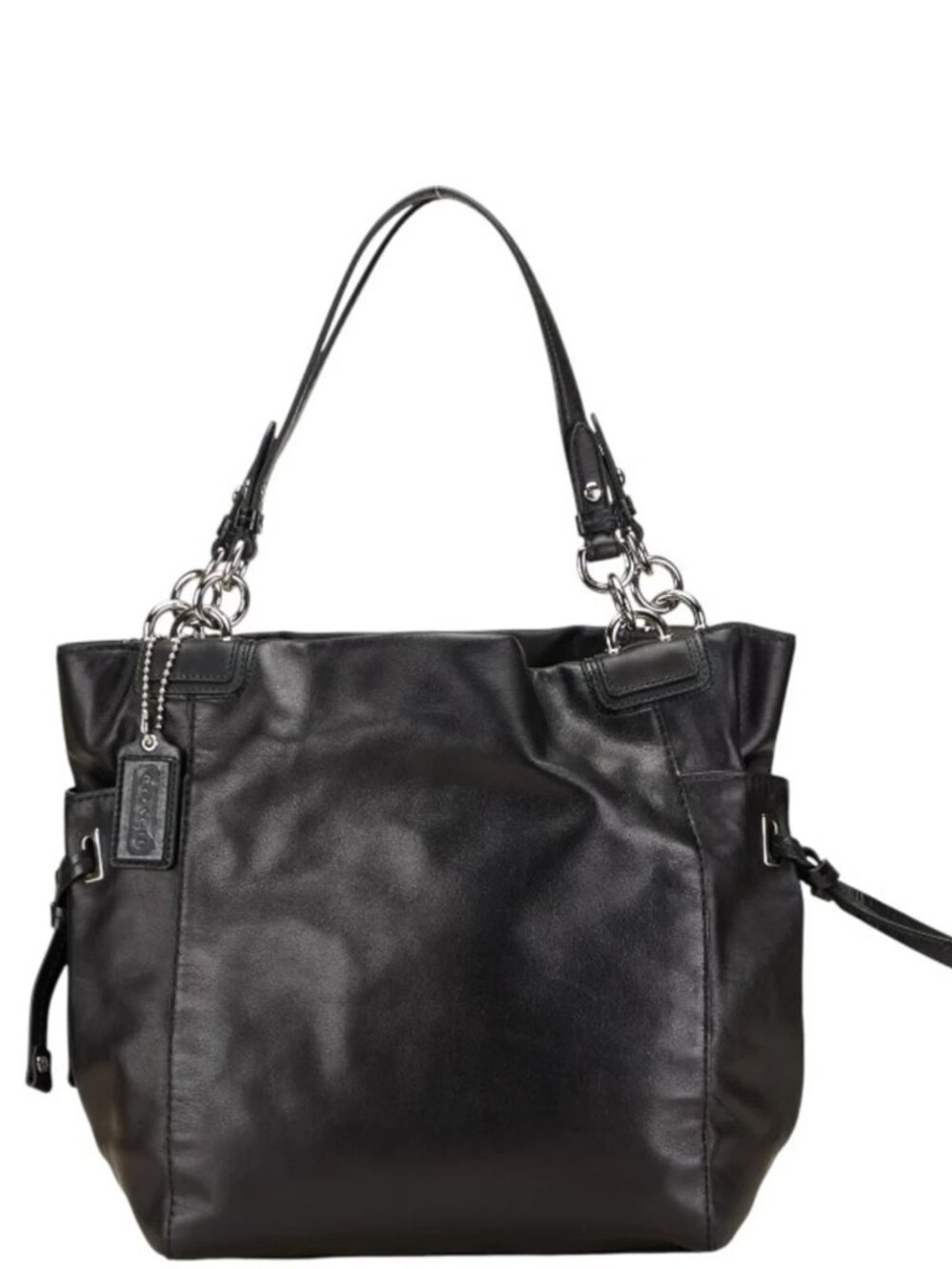 Coach Peyton Black Leather Shoulder Tote Bag